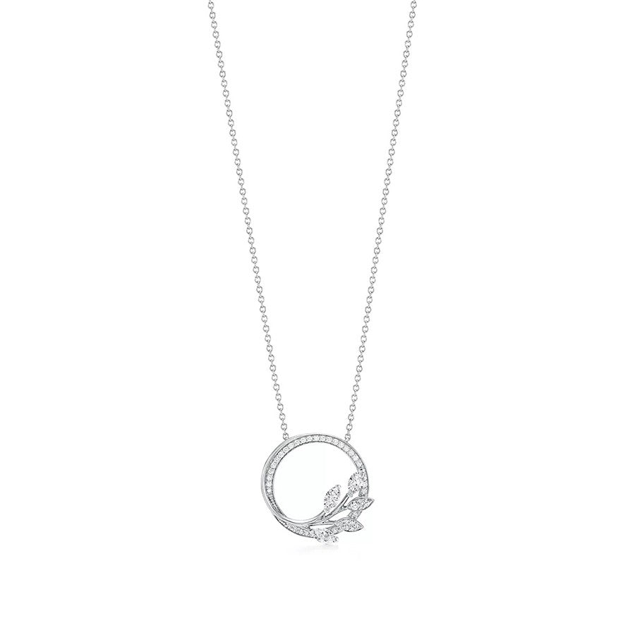 [Resenly Jewelry]DIAMOND VINE CIRCLE PENDANT PLATINUM NECKLACE