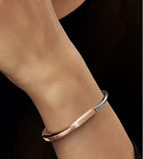 [Resenly Jewelry]LOCK BRACELET ROSE AND WHITE GOLD