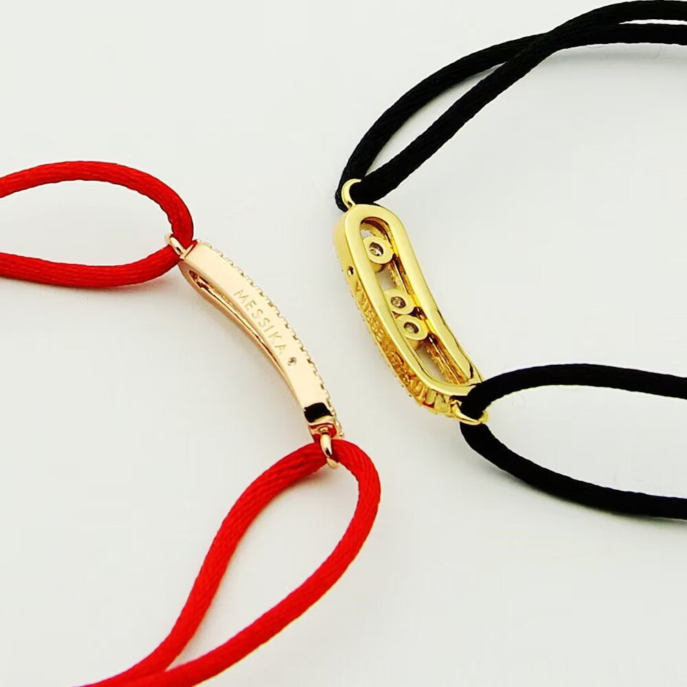 [Resenly Jewelry]Care(Medium-3.5mm) pink cord pavé bracelet
