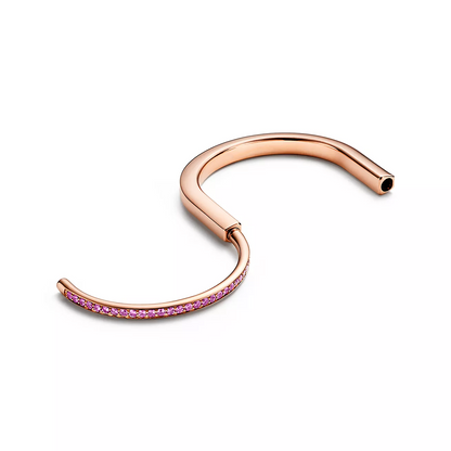[Resenly Jewelry]LOCK BRACELET ROSE DIAMOND PINK GOLD