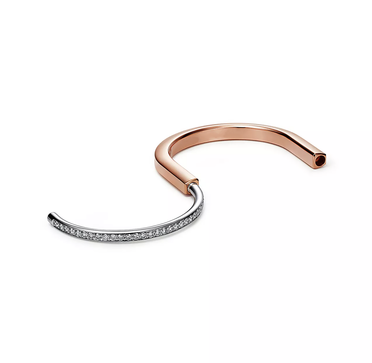 [Resenly Jewelry]LOCK BRACELET ROSE AND WHITE GOLD DIAMOND