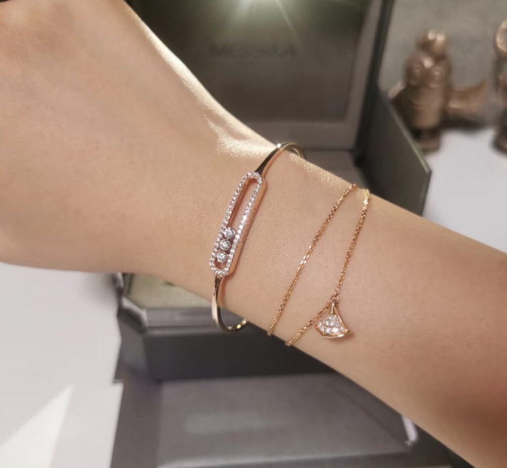 [Resenly Jewelry]Move Pavé Diamond Bangle Bracelet M