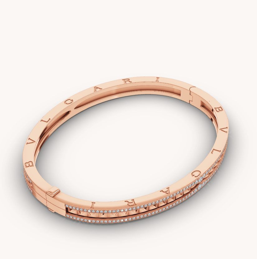 [Resenly Jewelry]ZERO 1 SPIRAL AND PAVED DIAMOND PINK GOLD BRACELET