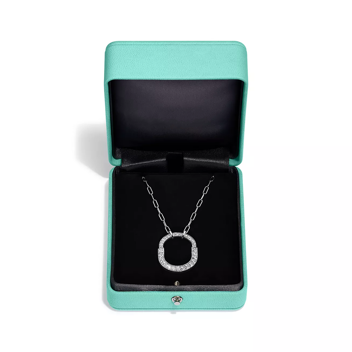 [Resenly Jewelry]LOCK NECKLACE MEDIUM PENDANT SILVER PAVED DIAMONDS