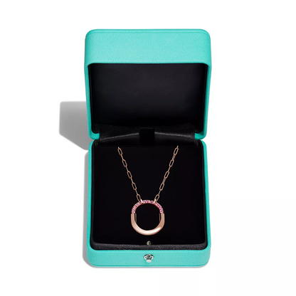 [Resenly Jewelry]LOCK MEDIUM PENDANT PINK DIAMOND PINK GOLD NECKLACE