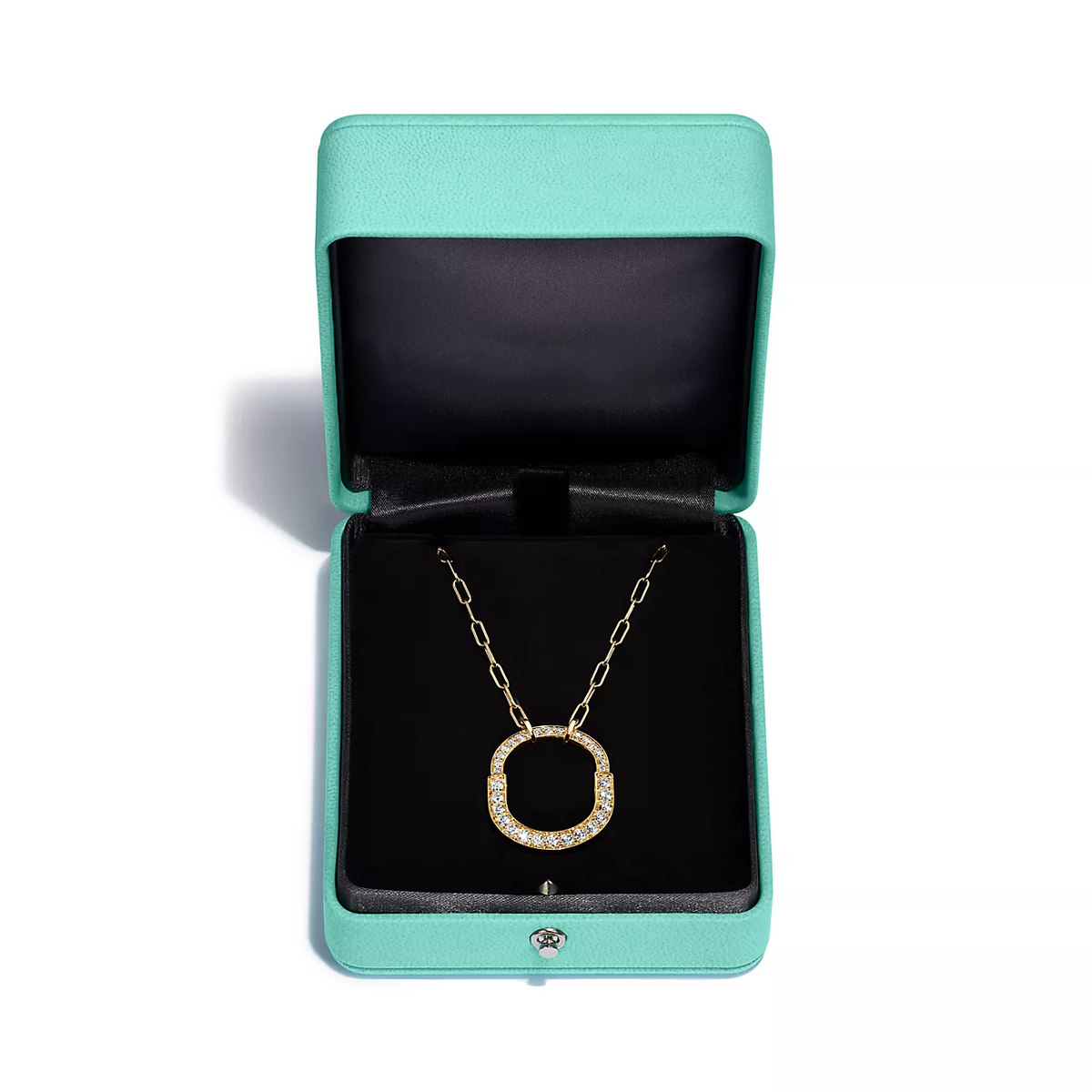 [Resenly Jewelry]LOCK NECKLACE MEDIUM PENDANT GOLD PAVED DIAMONDS