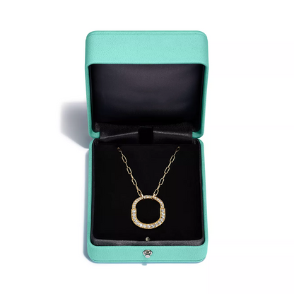 [Resenly Jewelry]LOCK NECKLACE MEDIUM PENDANT GOLD PAVED DIAMONDS