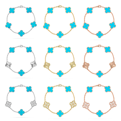 [Resenly Jewelry] CLOVER 5 MOTIF TURQUOISE BRACELET COLLECTION