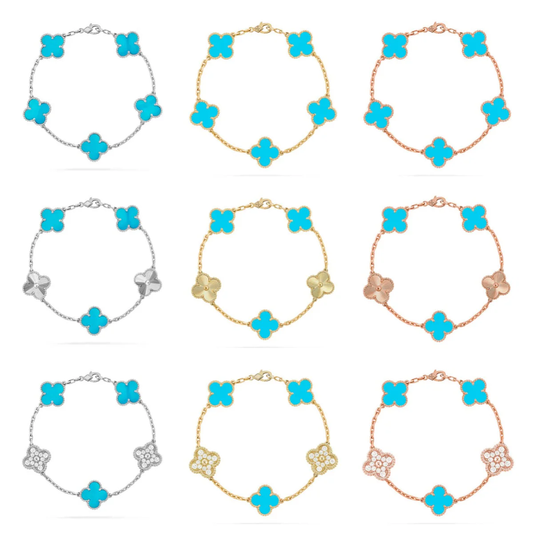 [Resenly Jewelry] CLOVER 5 MOTIF TURQUOISE BRACELET COLLECTION