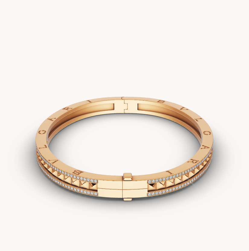 [Resenly Jewelry]ZERO 1 SPIRAL AND PAVED DIAMOND GOLD BRACELET