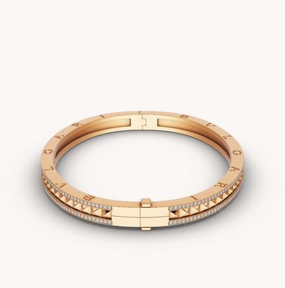 [Resenly Jewelry]ZERO 1 SPIRAL AND PAVED DIAMOND GOLD BRACELET