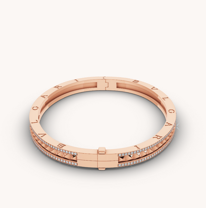 [Resenly Jewelry]ZERO 1 SPIRAL AND PAVED DIAMOND PINK GOLD BRACELET