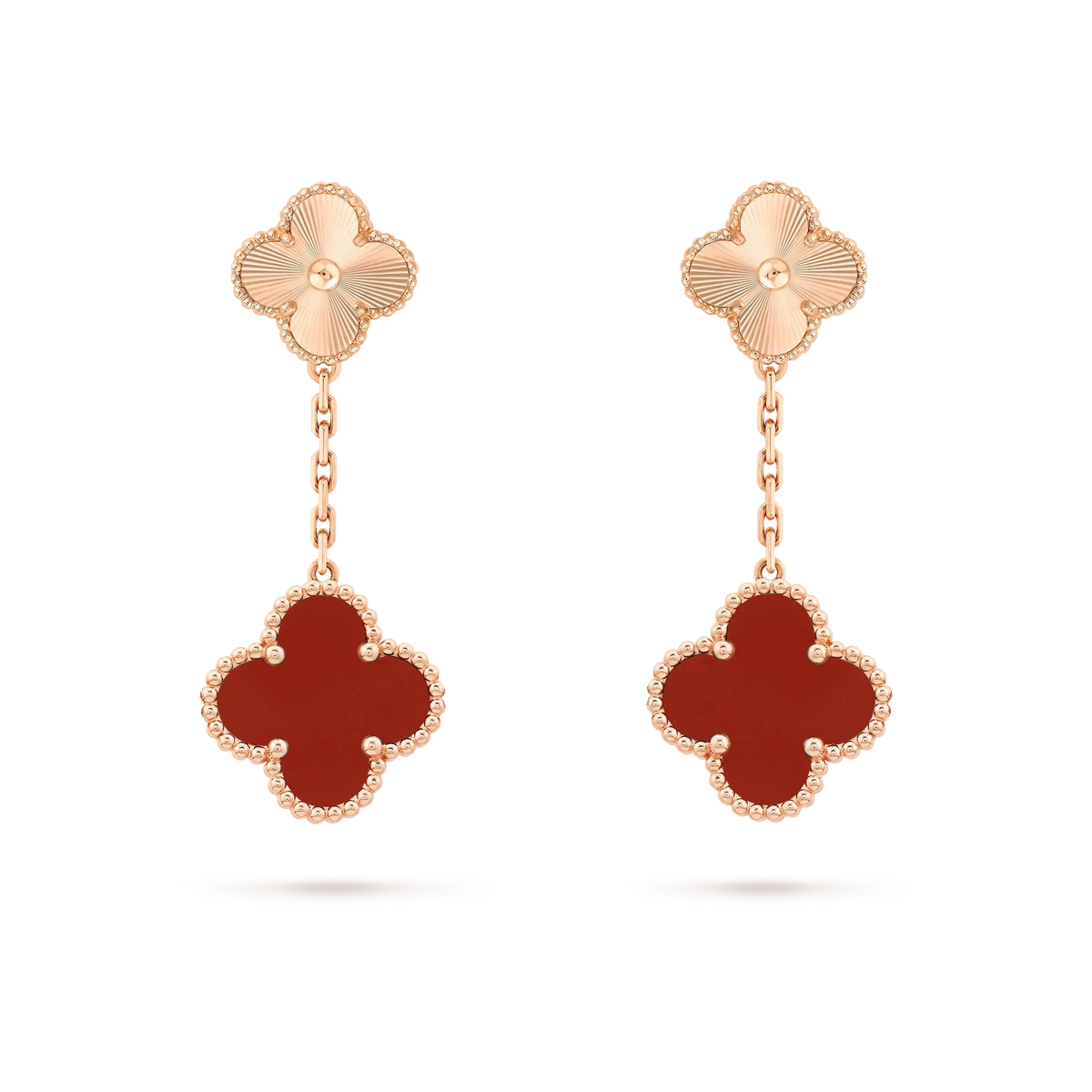 [Resenly Jewelry]CLOVER 2 MOTIF  LASER CARNELIAN EARRINGS