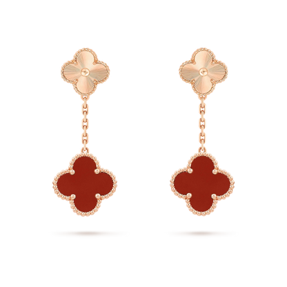 [Resenly Jewelry]CLOVER 2 MOTIF  LASER CARNELIAN EARRINGS