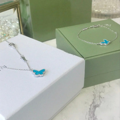[Resenly Jewelry]BUTTERFLY TURQUOISE BUTTERFLY BRACELET SILVER