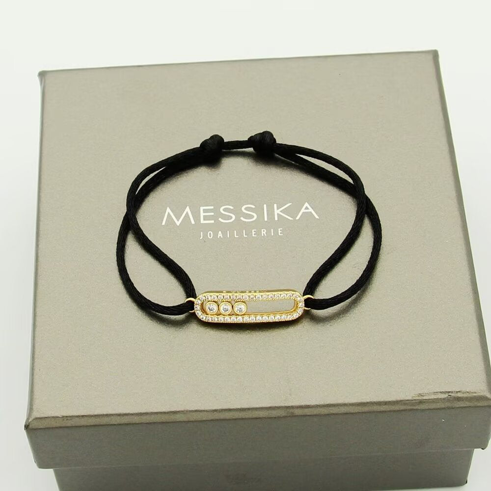 [Resenly Jewelry]Care(Medium-3.5mm) pink cord pavé bracelet