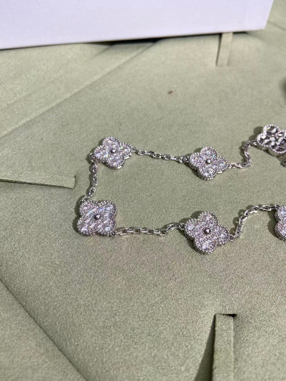 [Resenly Jewelry]CLOVER 10 MOTIFS  FULL DIAMOND NECKLACE