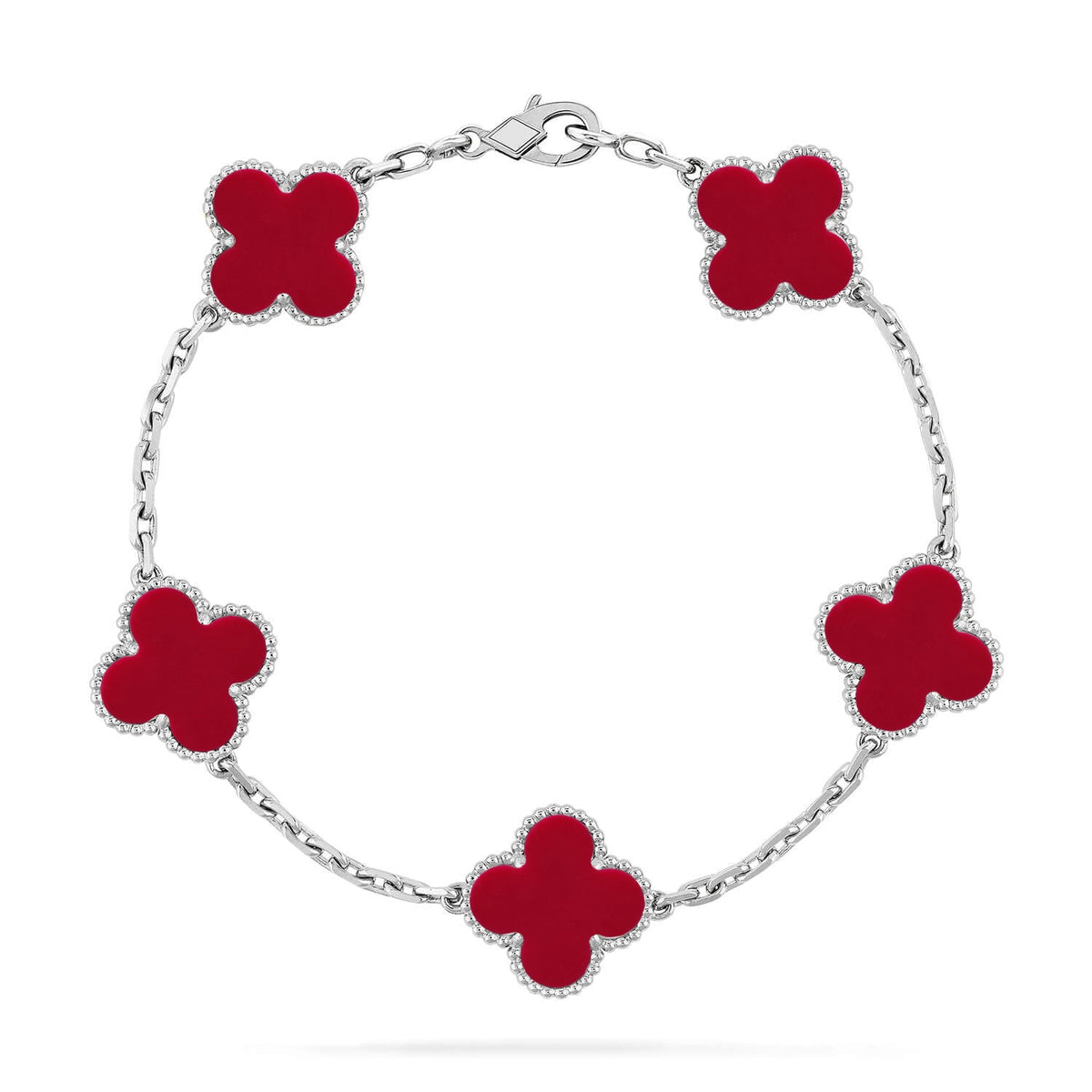 [Resenly Jewelry] CLOVER 5 MOTIF RED CORNELIAN BRACELET COLLECTION