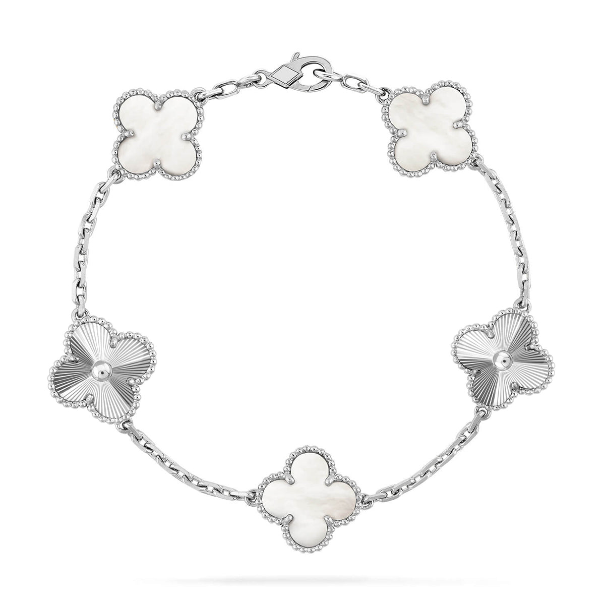 [Resenly Jewelry]CLOVER WHITE PEARL MOP 5 MOTIF BRACELET COLLECTION