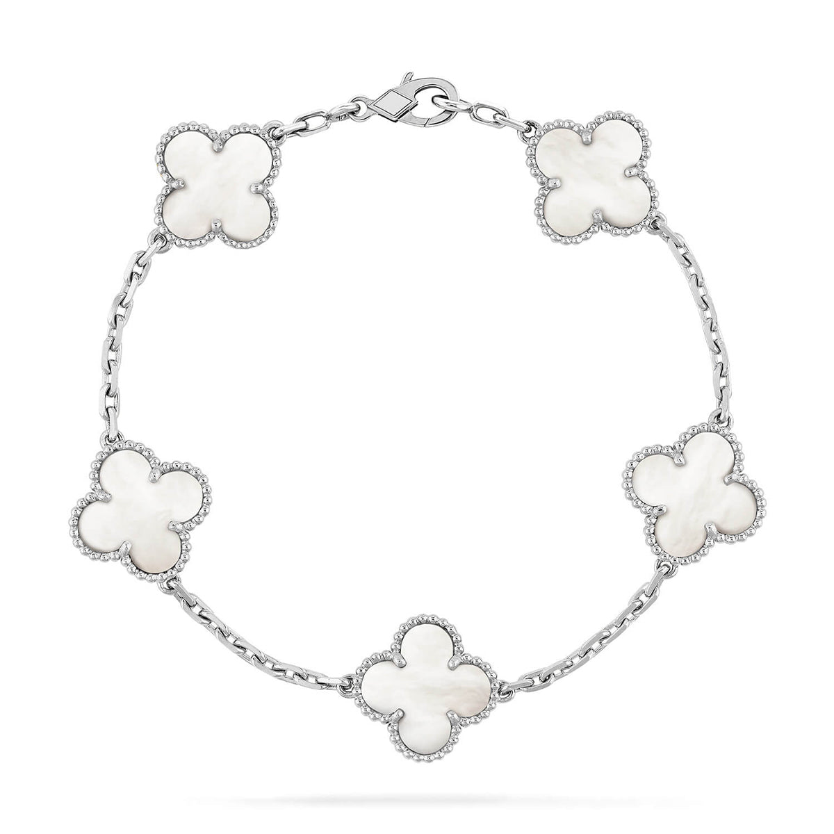 [Resenly Jewelry]CLOVER WHITE PEARL MOP 5 MOTIF BRACELET COLLECTION