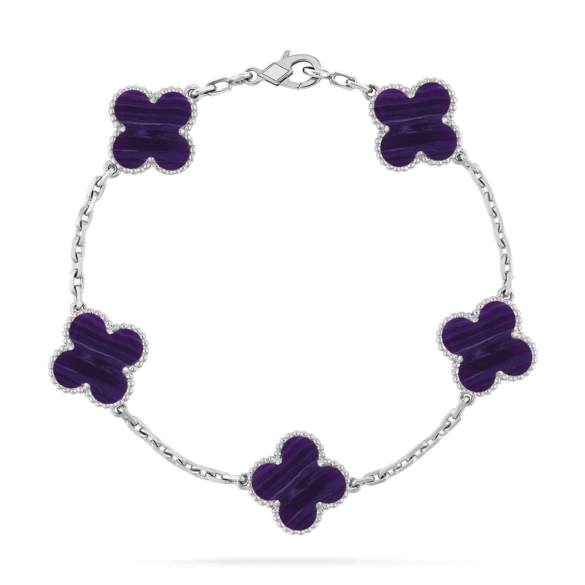 [Resenly Jewelry]CLOVER 5 MOTIF PURPLE STRIPES BRACELET COLLECTION