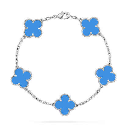 [Resenly Jewelry] CLOVER 5 MOTIF BLUE AGATE BRACELET COLLECTION