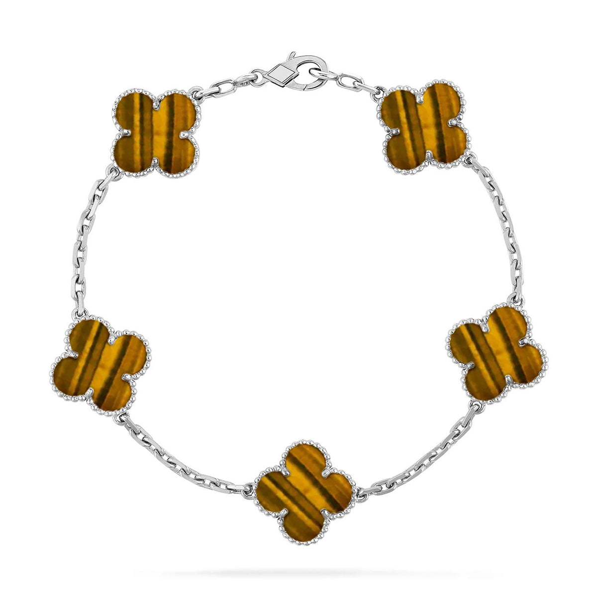 [Resenly Jewelry] CLOVER 5 MOTIFS TIGER EYE BRACELET COLLECTION