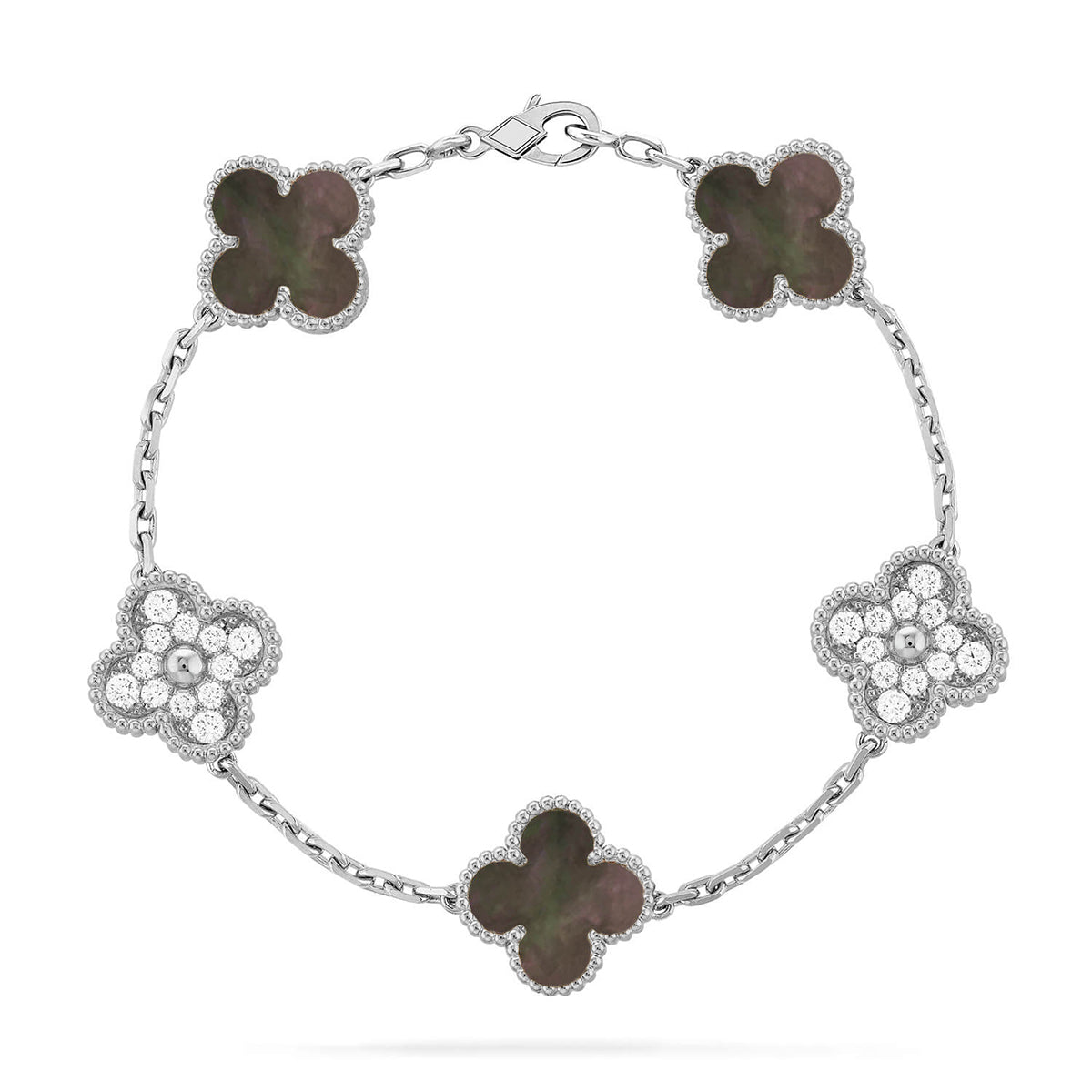 [Resenly Jewelry] CLOVER 5 MOTIF GRAY MOP BRACELET COLLECTION