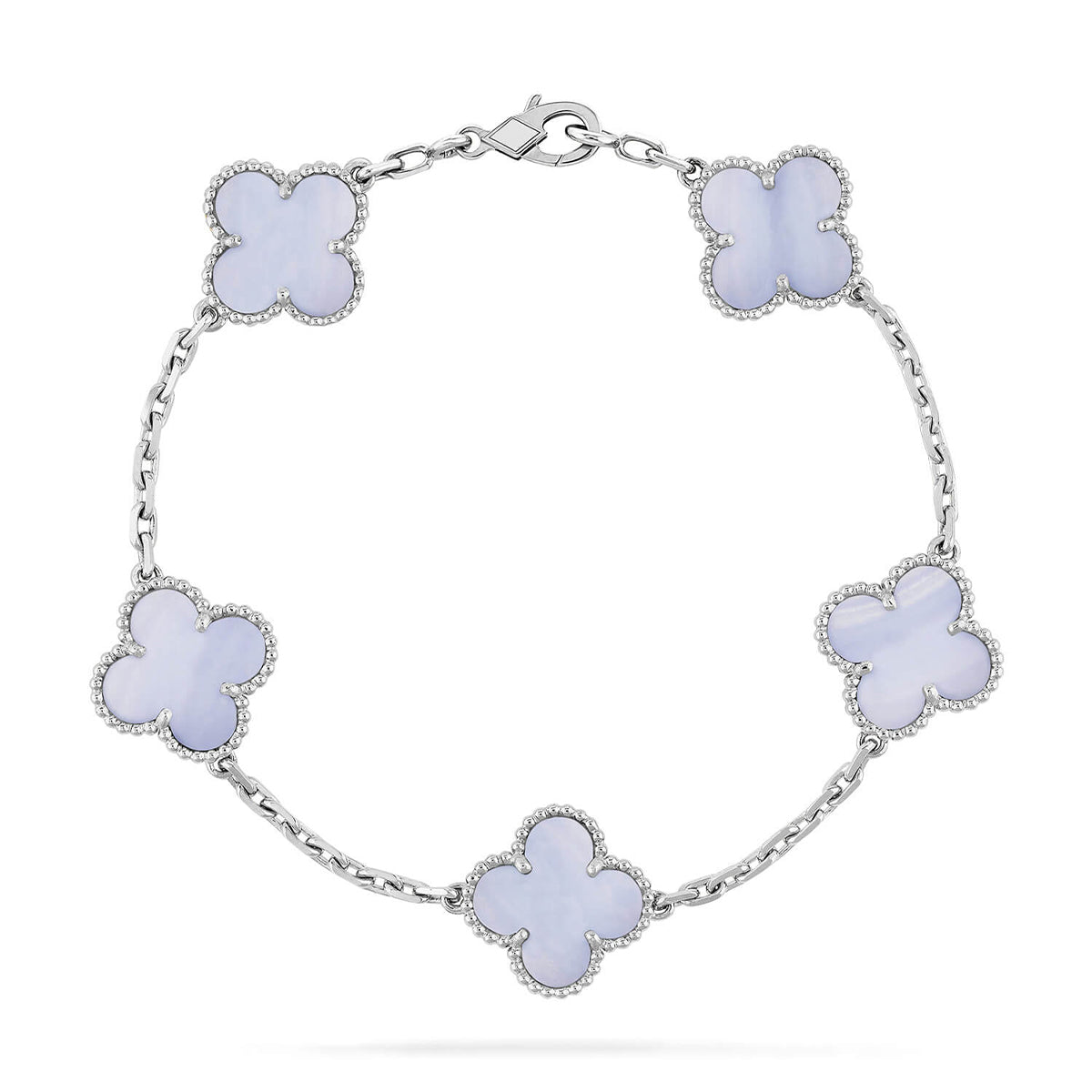 [Resenly Jewelry] CLOVER 5 MOTIF PURPLE CHALCEDONY BRACELET COLLECTION