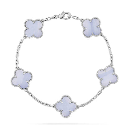 [Resenly Jewelry] CLOVER 5 MOTIF PURPLE CHALCEDONY BRACELET COLLECTION