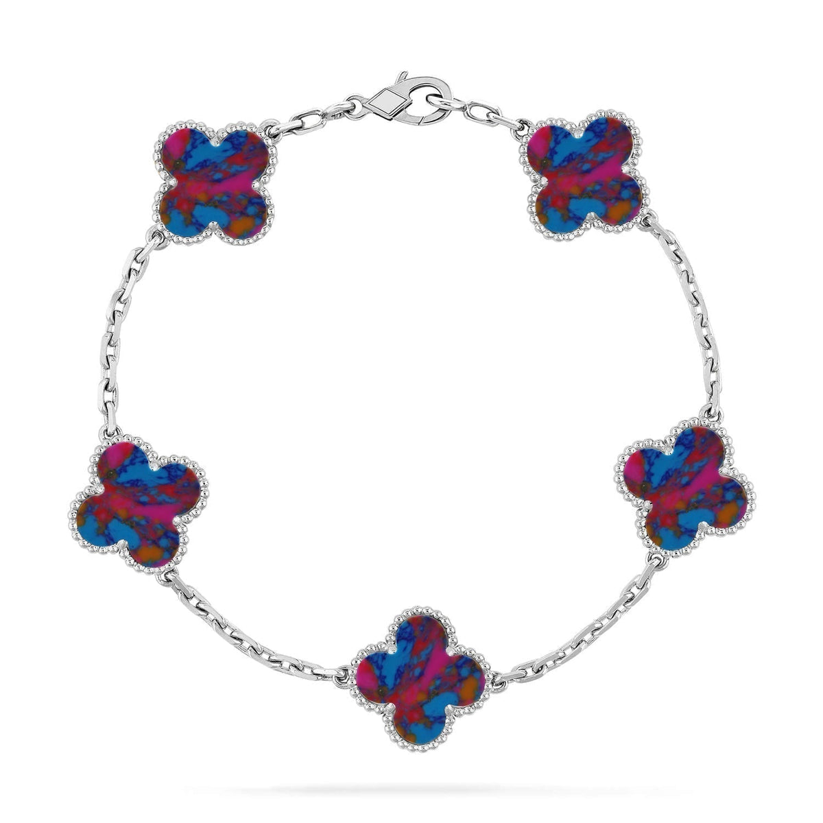[Resenly Jewelry]CLOVER 5 MOTIF COLOR GEMSTONES BRACELET COLLECTION