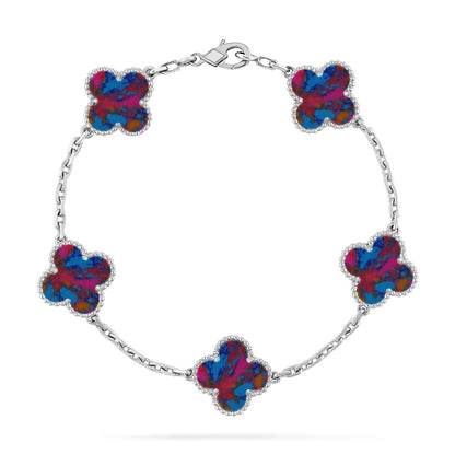 [Resenly Jewelry]CLOVER 5 MOTIF COLOR GEMSTONES BRACELET COLLECTION