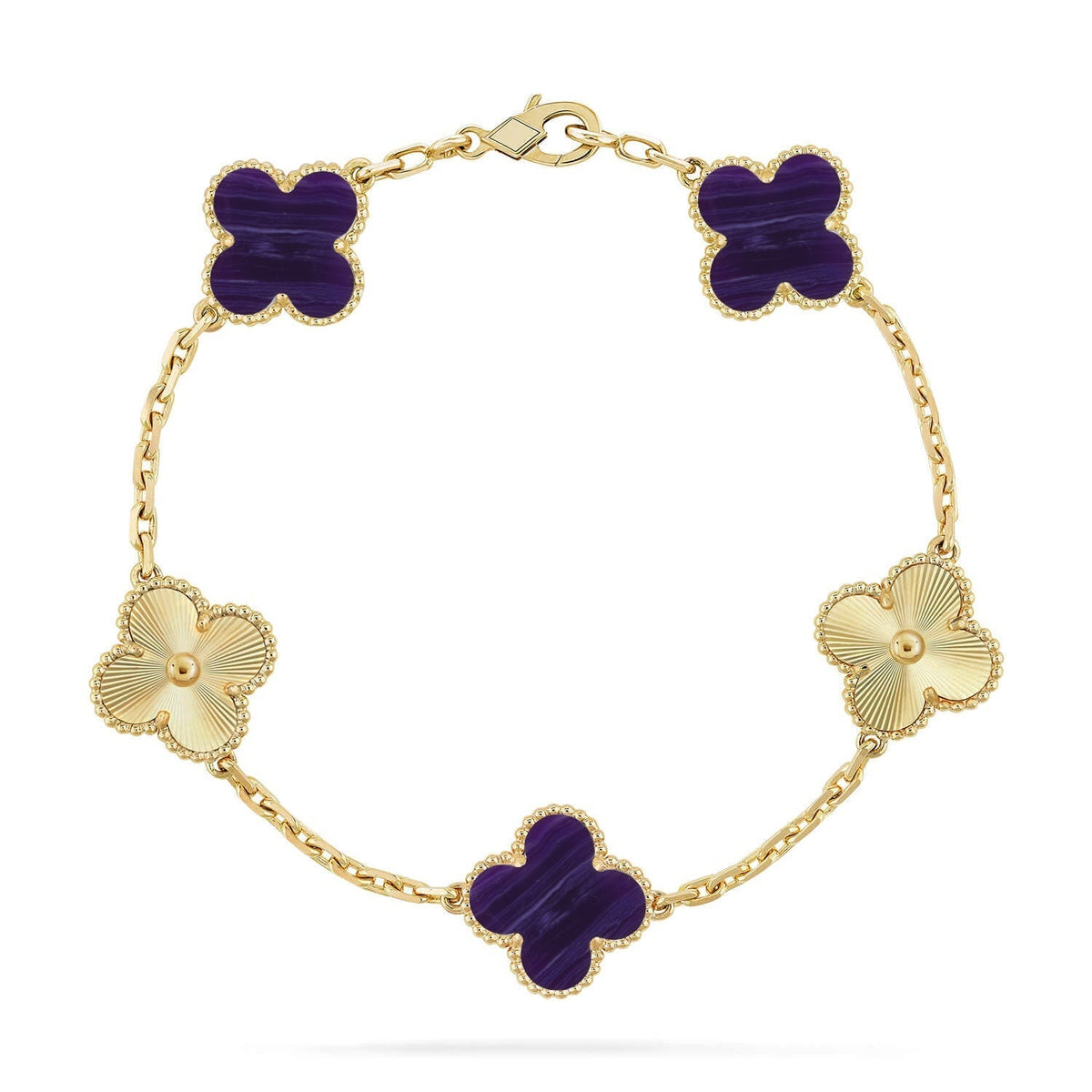 [Resenly Jewelry]CLOVER 5 MOTIF PURPLE STRIPES BRACELET COLLECTION