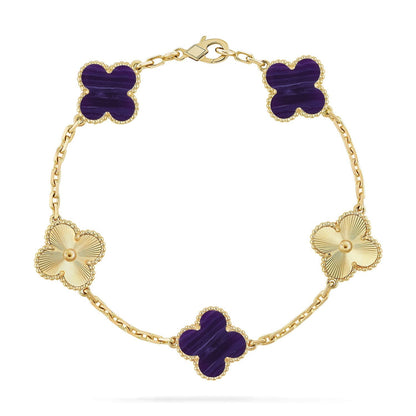 [Resenly Jewelry]CLOVER 5 MOTIF PURPLE STRIPES BRACELET COLLECTION
