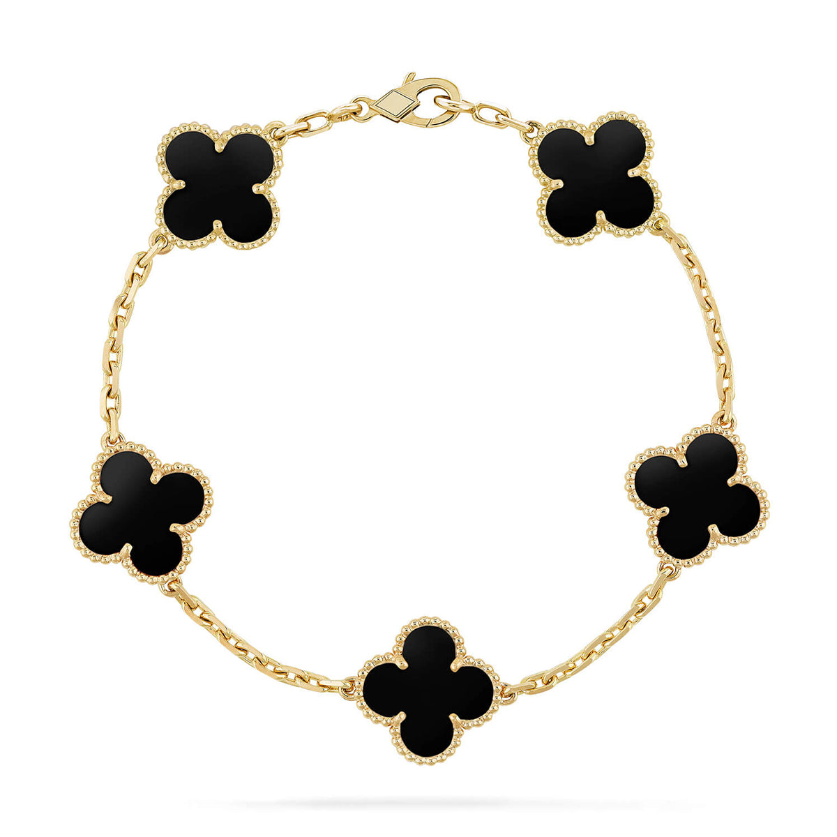 [Resenly Jewelry] CLOVER 5 MOTIF ONYXS BRACELET COLLECTION
