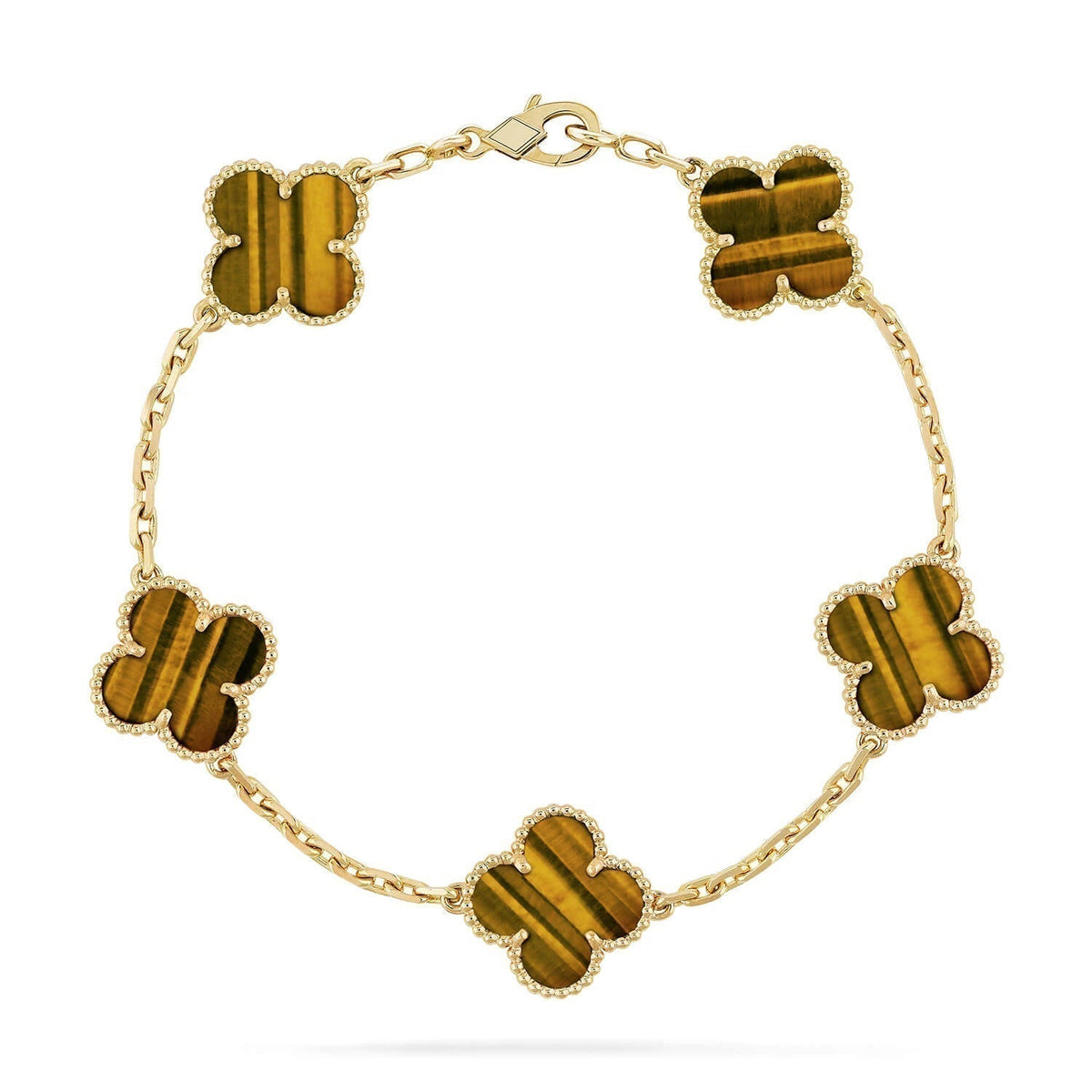 [Resenly Jewelry] CLOVER 5 MOTIFS TIGER EYE BRACELET COLLECTION