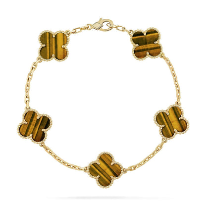 [Resenly Jewelry] CLOVER 5 MOTIFS TIGER EYE BRACELET COLLECTION
