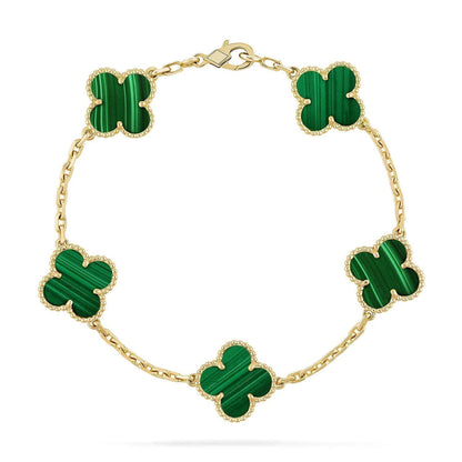 [Resenly Jewelry] CLOVER 5 MOTIF MALACHITE BRACELET COLLECTION