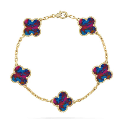 [Resenly Jewelry]CLOVER 5 MOTIF COLOR GEMSTONES BRACELET COLLECTION