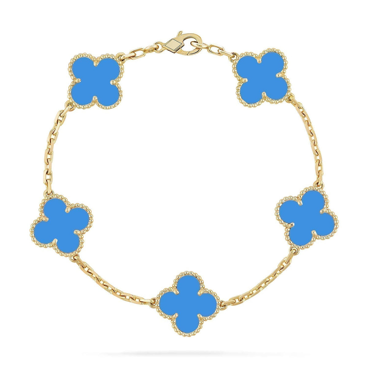 [Resenly Jewelry] CLOVER 5 MOTIF BLUE AGATE BRACELET COLLECTION