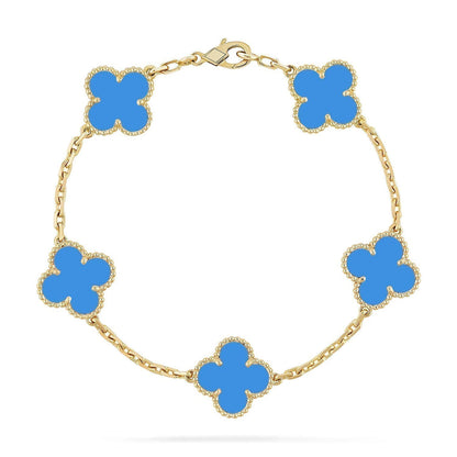 [Resenly Jewelry] CLOVER 5 MOTIF BLUE AGATE BRACELET COLLECTION