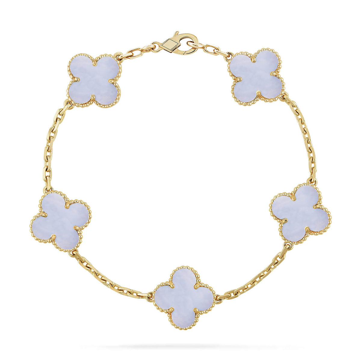 [Resenly Jewelry] CLOVER 5 MOTIF PURPLE CHALCEDONY BRACELET COLLECTION