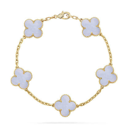 [Resenly Jewelry] CLOVER 5 MOTIF PURPLE CHALCEDONY BRACELET COLLECTION