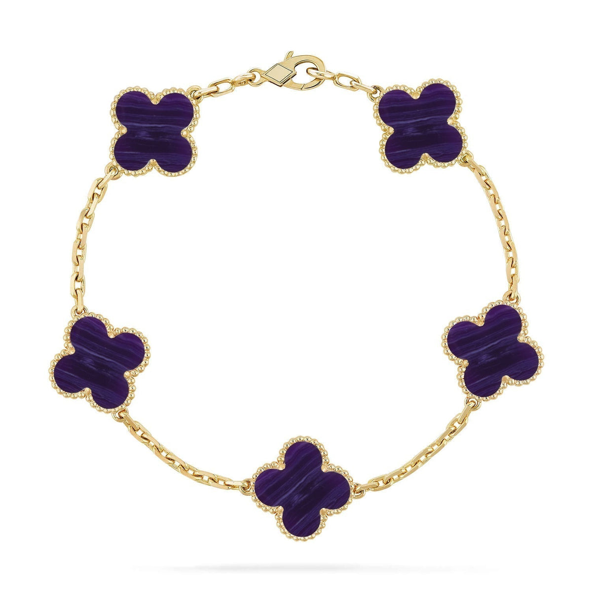 [Resenly Jewelry]CLOVER 5 MOTIF PURPLE STRIPES BRACELET COLLECTION