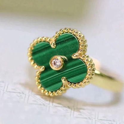 [Resenly Jewelry]CLOVER MALACHITE RING GOLD DIAMOND