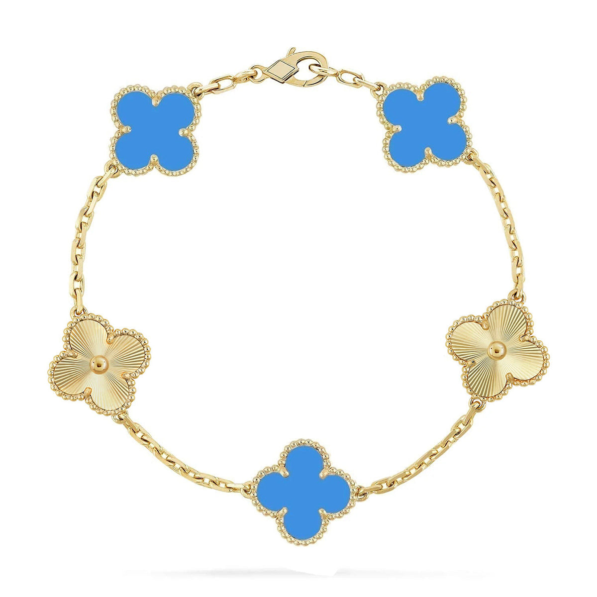 [Resenly Jewelry] CLOVER 5 MOTIF BLUE AGATE BRACELET COLLECTION