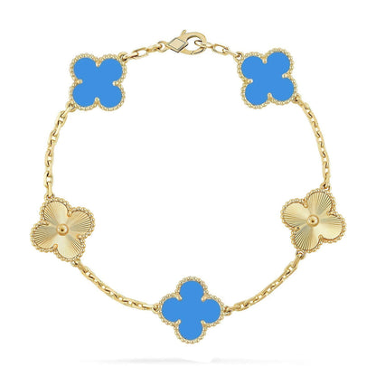 [Resenly Jewelry] CLOVER 5 MOTIF BLUE AGATE BRACELET COLLECTION