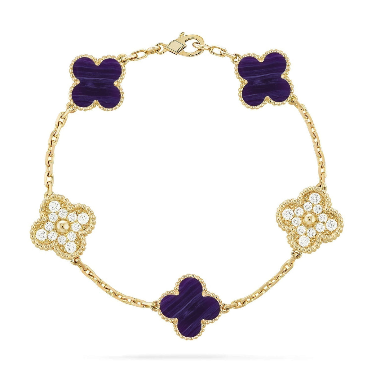 [Resenly Jewelry]CLOVER 5 MOTIF PURPLE STRIPES BRACELET COLLECTION