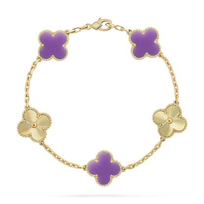 [Resenly Jewelry]CLOVER 5 MOTIF LIGHT PURPLE BRACELET COLLECTION