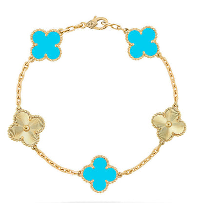 [Resenly Jewelry] CLOVER 5 MOTIF TURQUOISE BRACELET COLLECTION